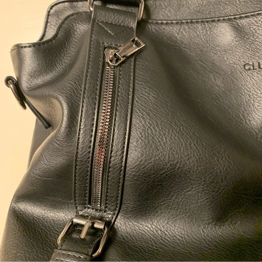 Black Vegan Leather Tote with Gunmetal Hardware. EUC - Picture 12 of 15